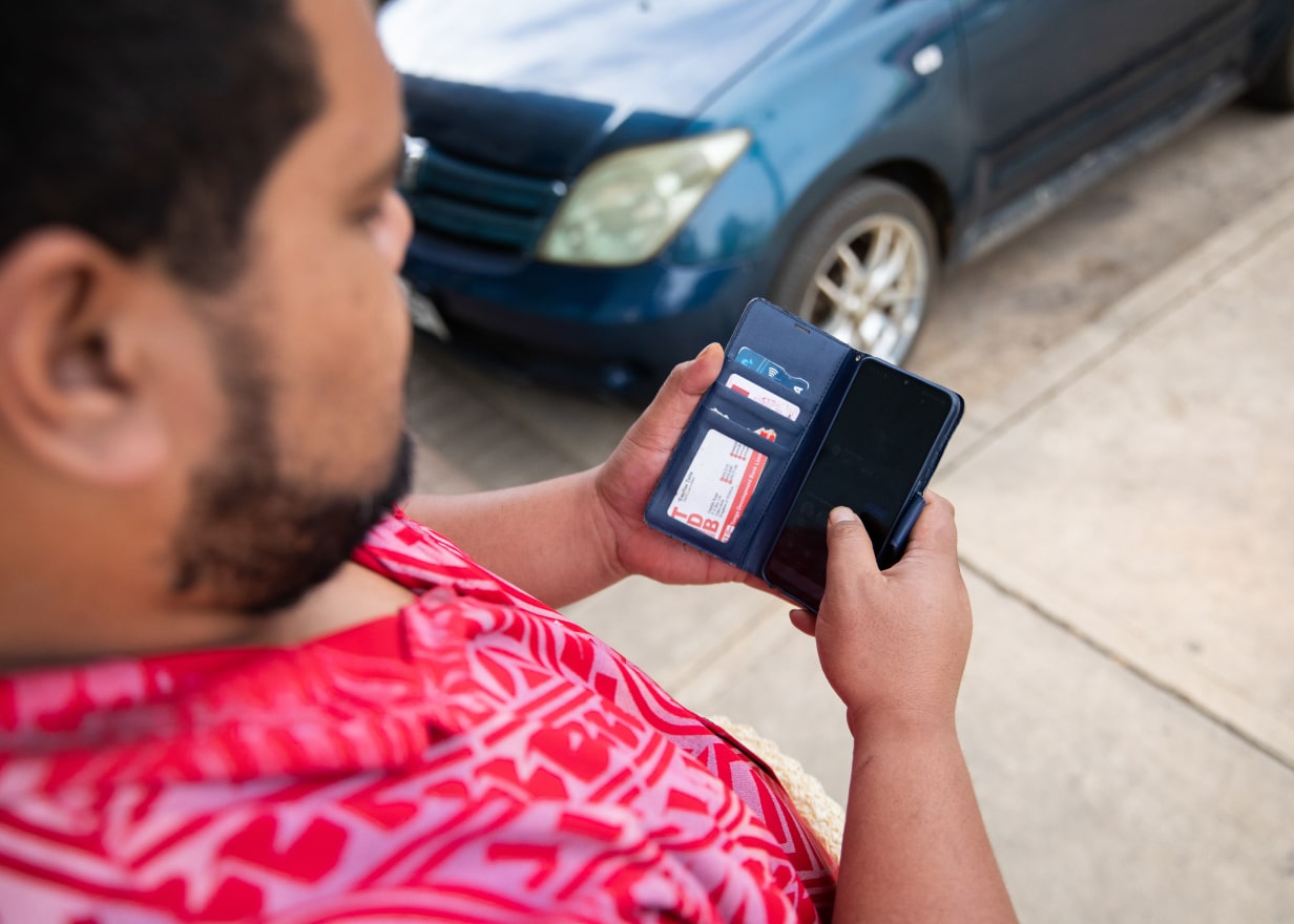 Man looking at a mobile phone